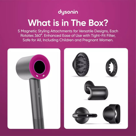 Professional Leafless Hair Dryer With 5 Styling Attachments