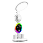 Adjustable Folding LED Desk Lamp with Fan & Clock – 3-in-1 Desk Organizer