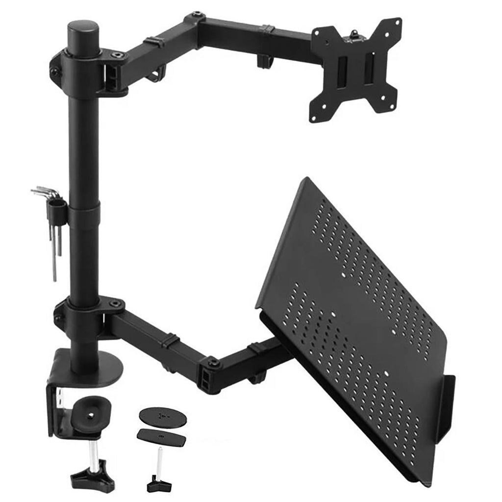 Adjustable Dual Monitor & Laptop Arm Stand – Heavy Duty Aluminum Clamp/Grommet Mount for 13–32" Monitors & 17" Laptops