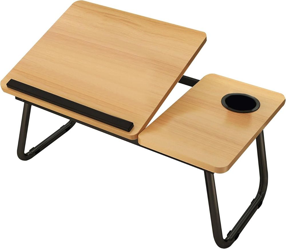 Laptop Bed Table Notebook Desk Stand with Foldable Legs & Cup Holder Tray