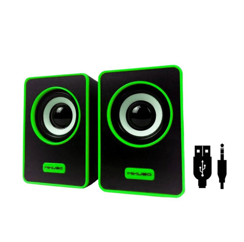 Mikuso MS-049 USB Wired Dual Mini Speakers - Green