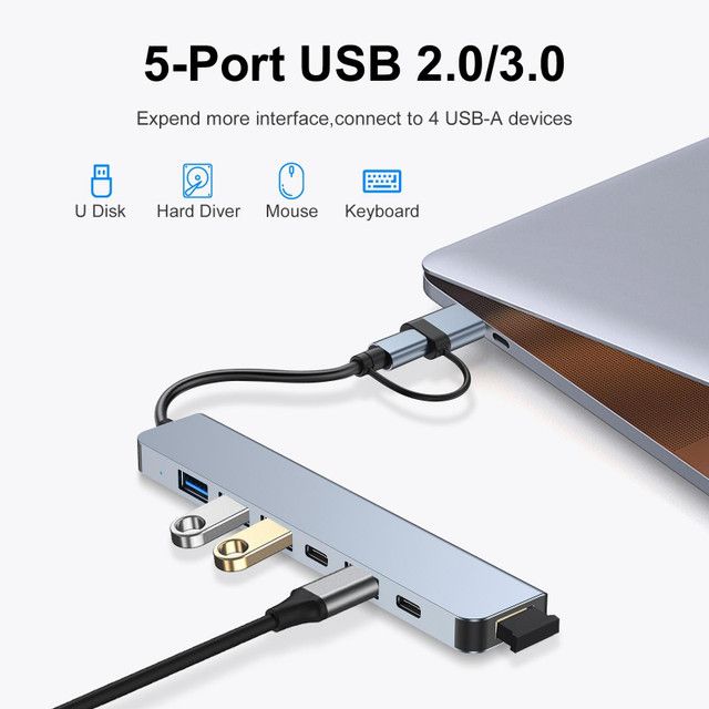 7-in-1 Type-C &  USB 3.0 Hub (to Usb 3.0 & Usb2.0) (BYL-2217TU)