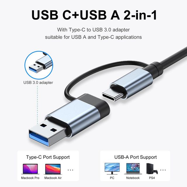 7-in-1 Type-C &  USB 3.0 Hub (to Usb 3.0 & Usb2.0) (BYL-2217TU)