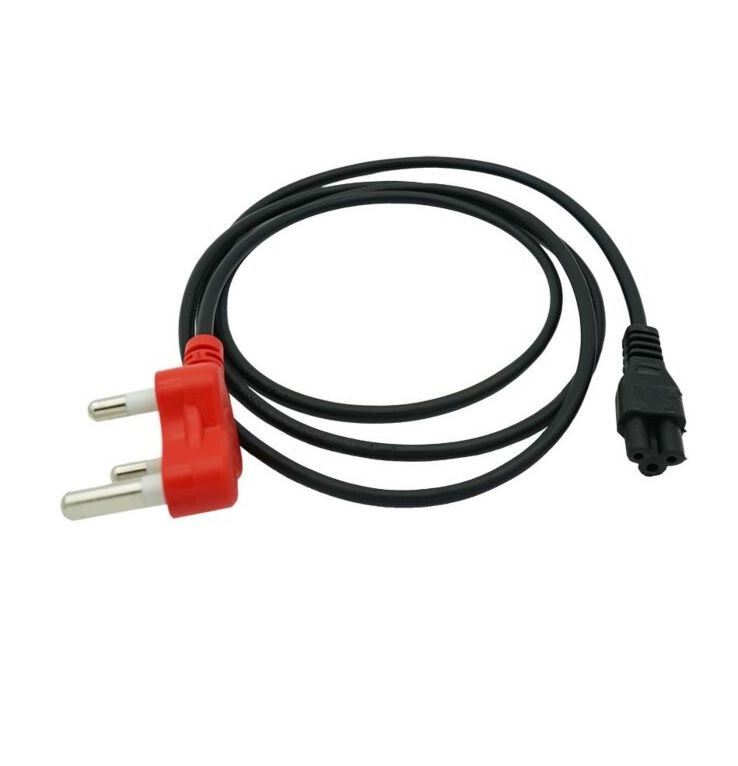 3-Pin Laptop Power Cable (Red Head Type M) – 1.5M Clover Connector for Laptop & Monitor
