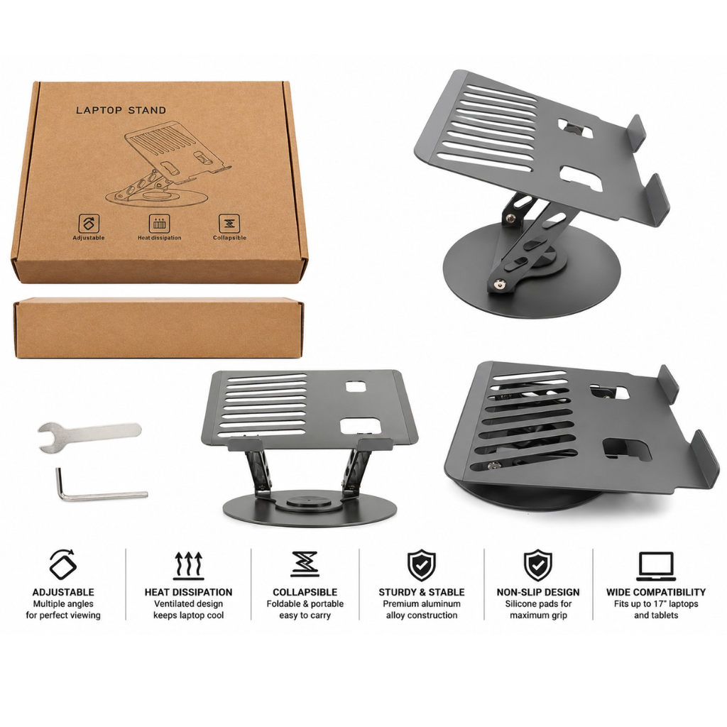 N4 Generic Adjustable Laptop Stand – Foldable Desk Riser Holder