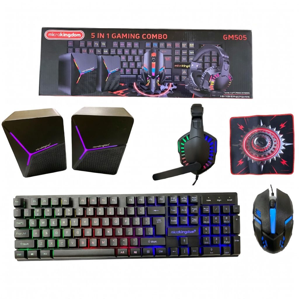 GM505 5-in-1 RGB Gaming Combo - Keyboard, Mouse, Headset, Speakers & Mouse Pad