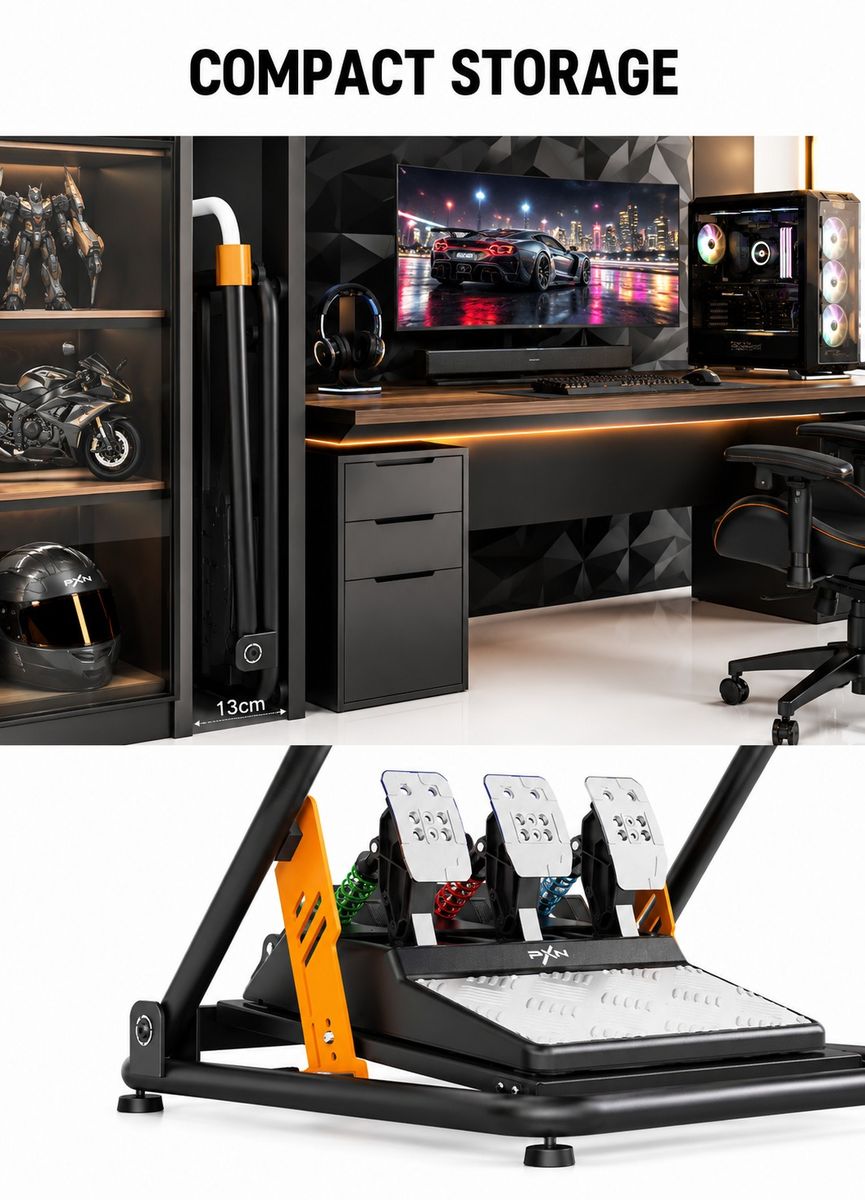 PXN A11 Foldable Gaming Racing Stand – Sim Racing Wheel & Pedal Cockpit
