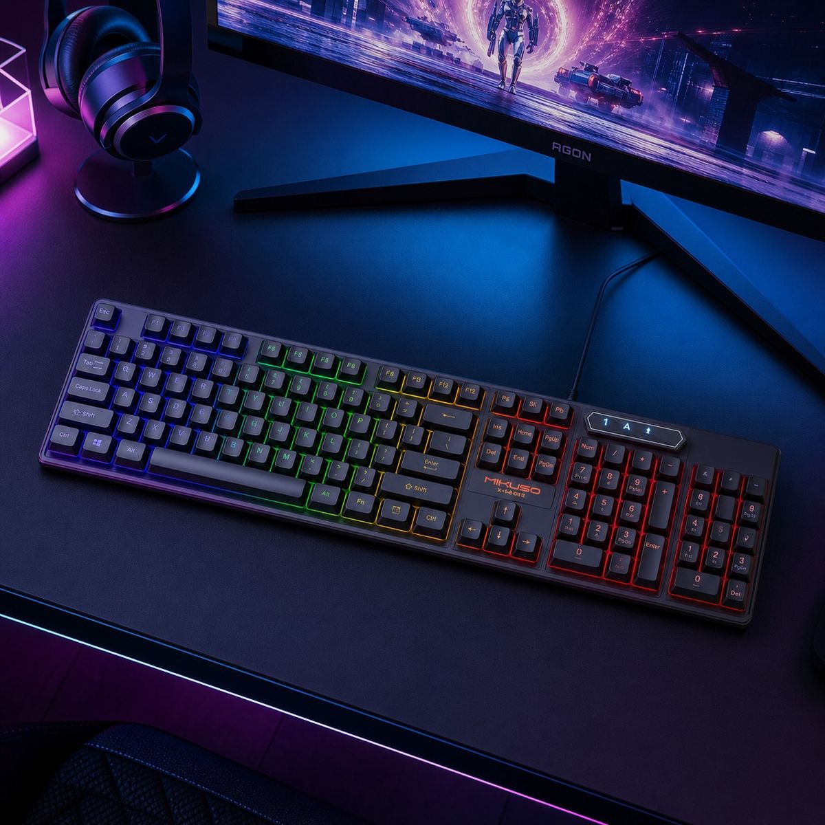 Mikuso XK-601 Gaming Keyboard USB Wired RGB Backlit PC Keyboard