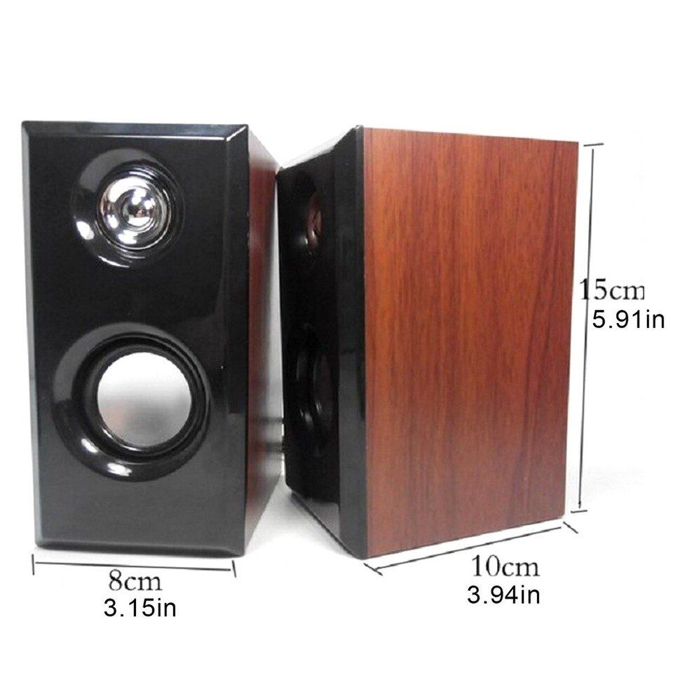Leerfei D-092 Dark Wooden USB Multimedia Speakers - 2.0 Stereo Set