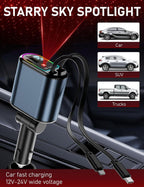 Starlight Retractable Car Charger – 4 in 1 Car Accessory with Dual USB Ports