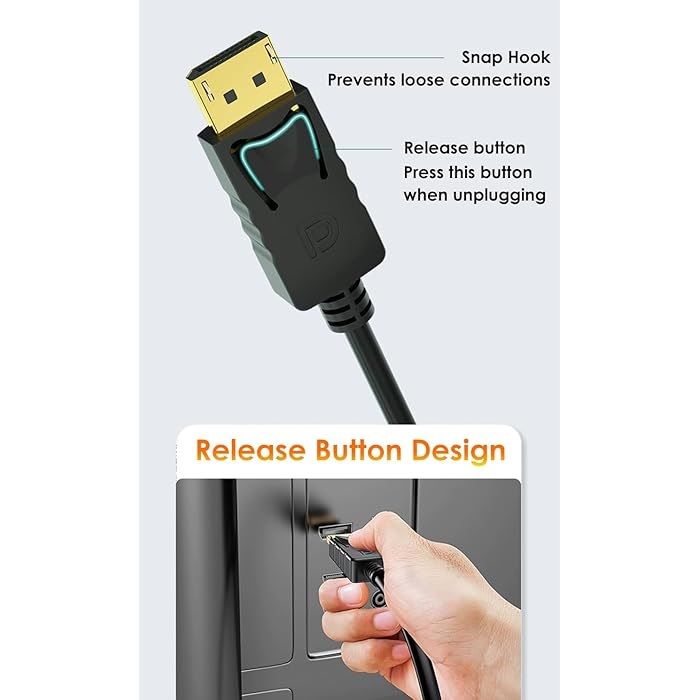 DisplayPort to HDMI Cable 1.8M – 4K UHD Video & Audio Adapter for PC, Monitor, TV, and Laptop
