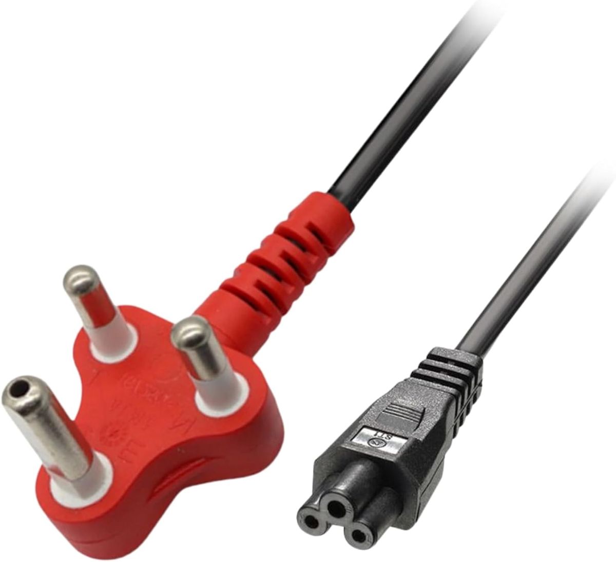 3-Pin Laptop Power Cable (Red Head Type M) – 1.5M Clover Connector for Laptop & Monitor