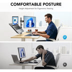 Adjustable Dual Monitor & Laptop Arm Stand – Heavy Duty Aluminum Clamp/Grommet Mount for 13–32" Monitors & 17" Laptops