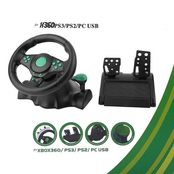 Vibration Steering Racing Wheel & Pedal Set for Xbox 360 / PS2 / PS3 / PC