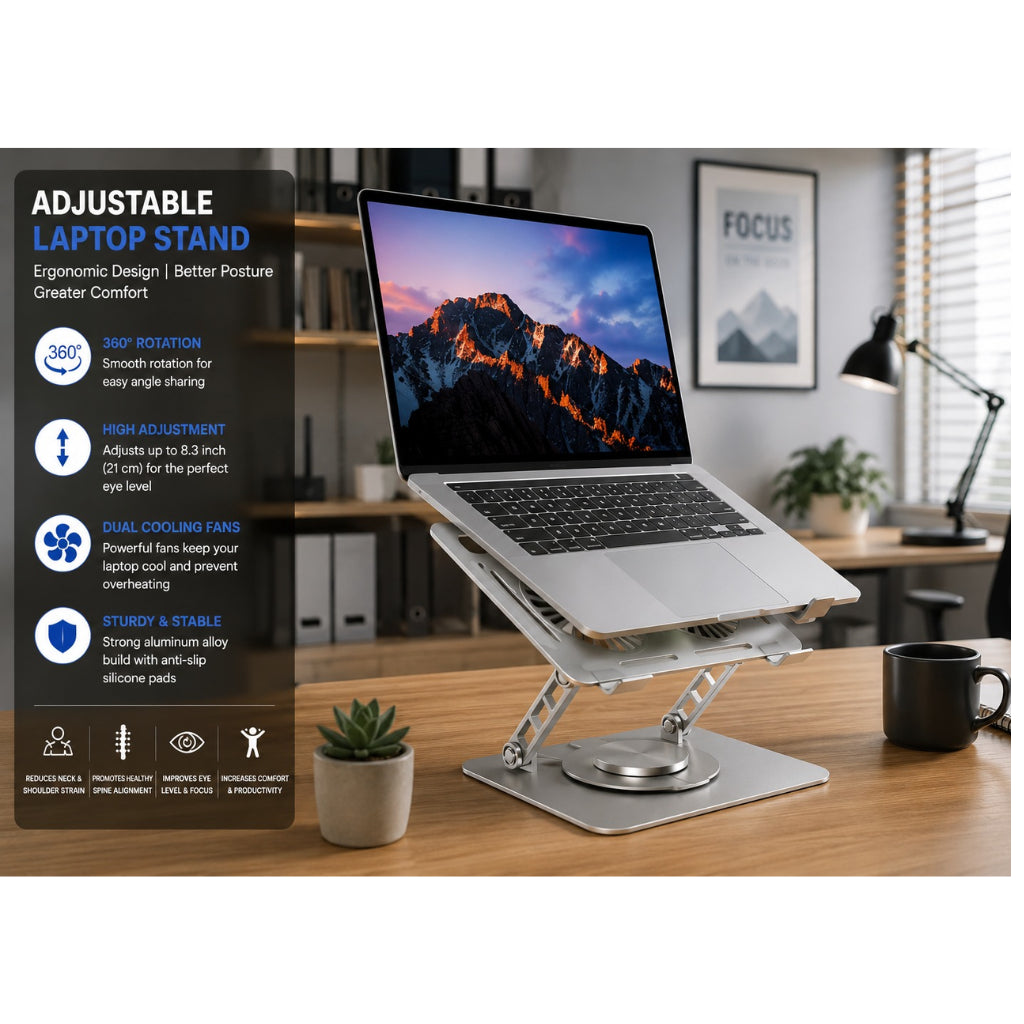 286 Notebook PC Stand – 360° Rotating Ergonomic Laptop Stand