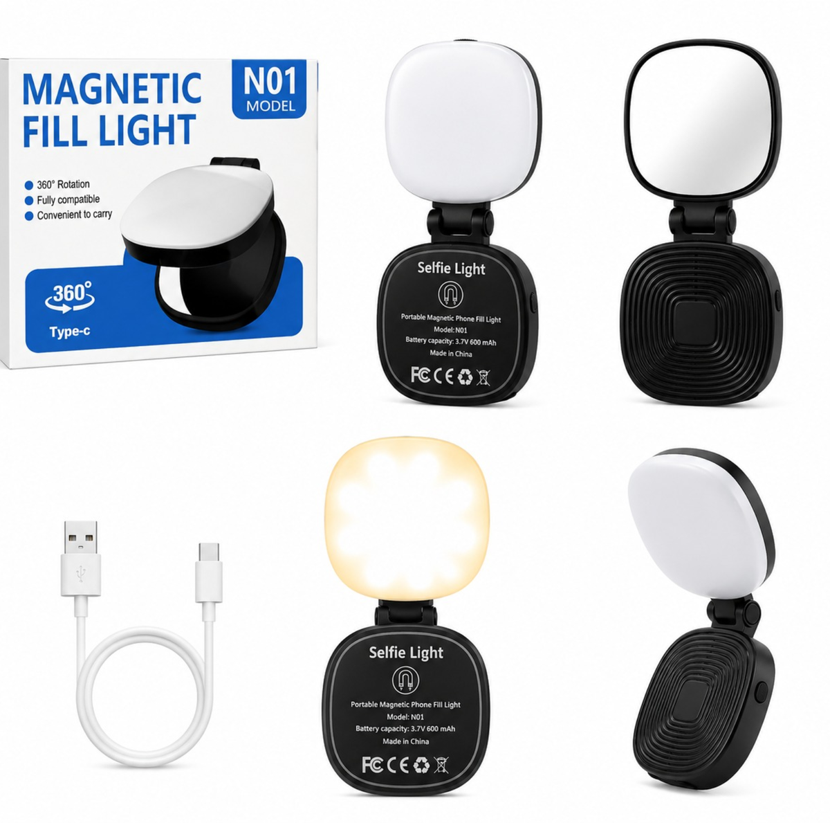 N01 Magnetic Rechargeable LED Fill Light for Camera & Phone Video