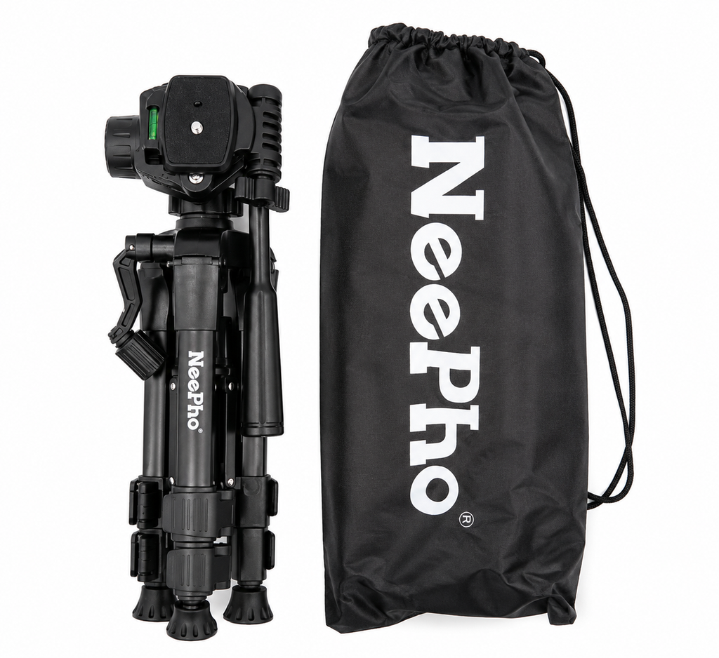 NeePho NP-610 Professional Camera & Phone Tripod Stand with Phone Holder & Carry Bag