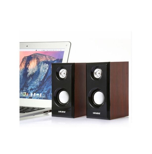 Leerfei E-1014 Wooden Multimedia Speakers for Laptop & PC - USB Powered