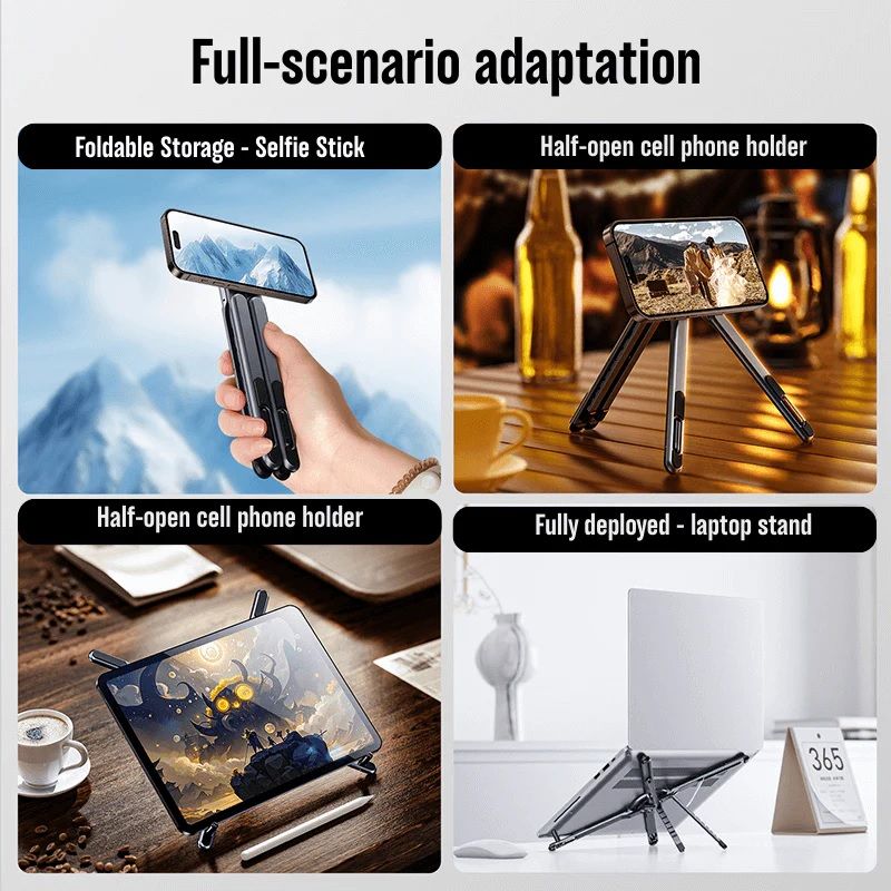 DW E05 Multi-purpose Travel Portable Magnetic Stand – 5-in-1 Foldable Laptop, Phone & Tablet Stand