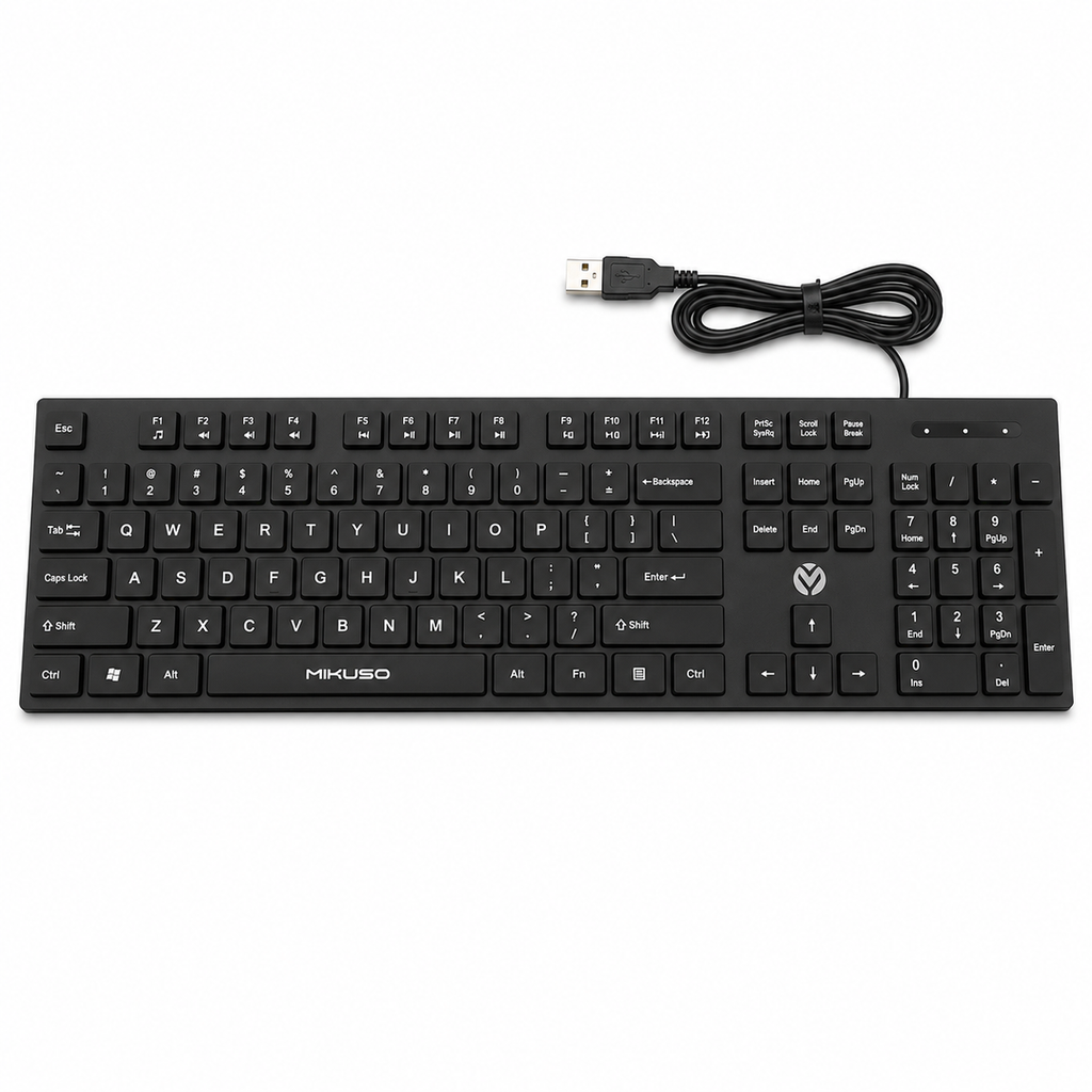 Mikuso KB-052U Wired USB Keyboard Full-Size 104-Key with Numeric Keypad
