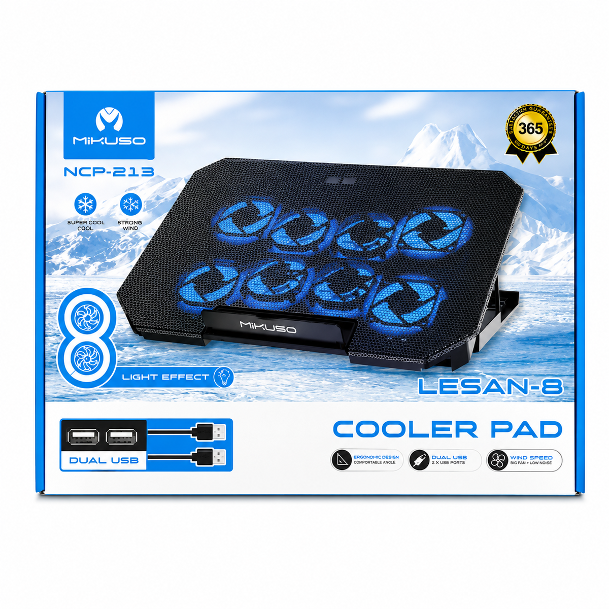 Mikuso NCP-213 LESAN-8 Laptop Cooling Pad with 8 LED Fans