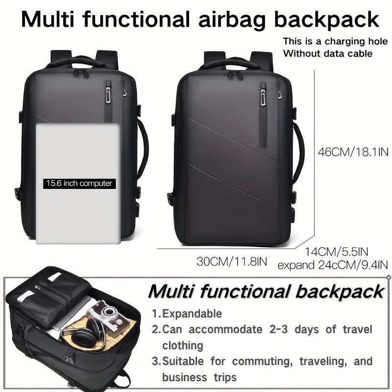 Multi-Pocket Expandable 17-Inch Laptop Backpack with USB Charging Port – B683-2