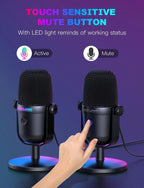 DW ONIKUMA USB Condenser RGB Gaming Microphone – Black (M830)
