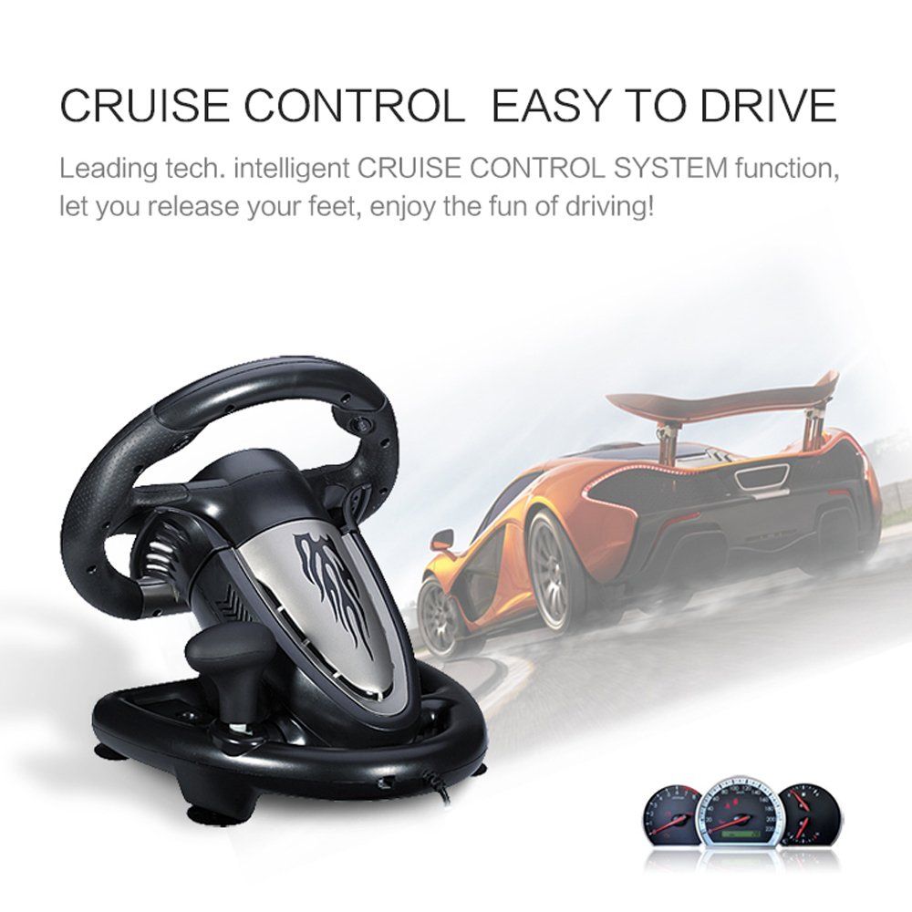 PXN V3 Pro Racing Steering Wheel with Pedals – 180° PC, PS3, PS4 & Xbox One