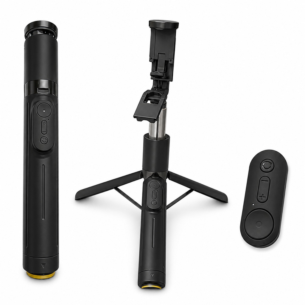 Y08 Impact Open Selfie Stick Tripod with Bluetooth Remote – 164cm Extendable Phone Stand