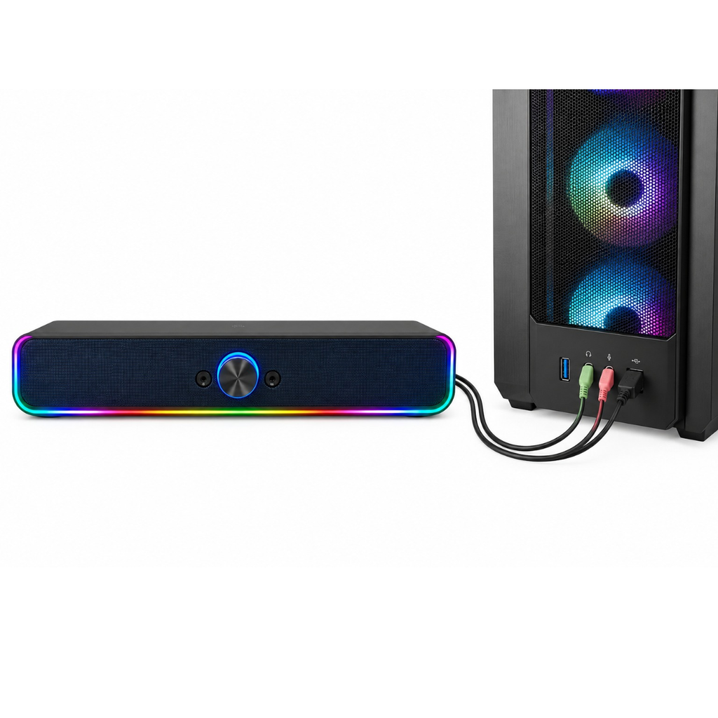 Desktop Multifunction Stereo Speaker USB AUX Wireless with LED Light