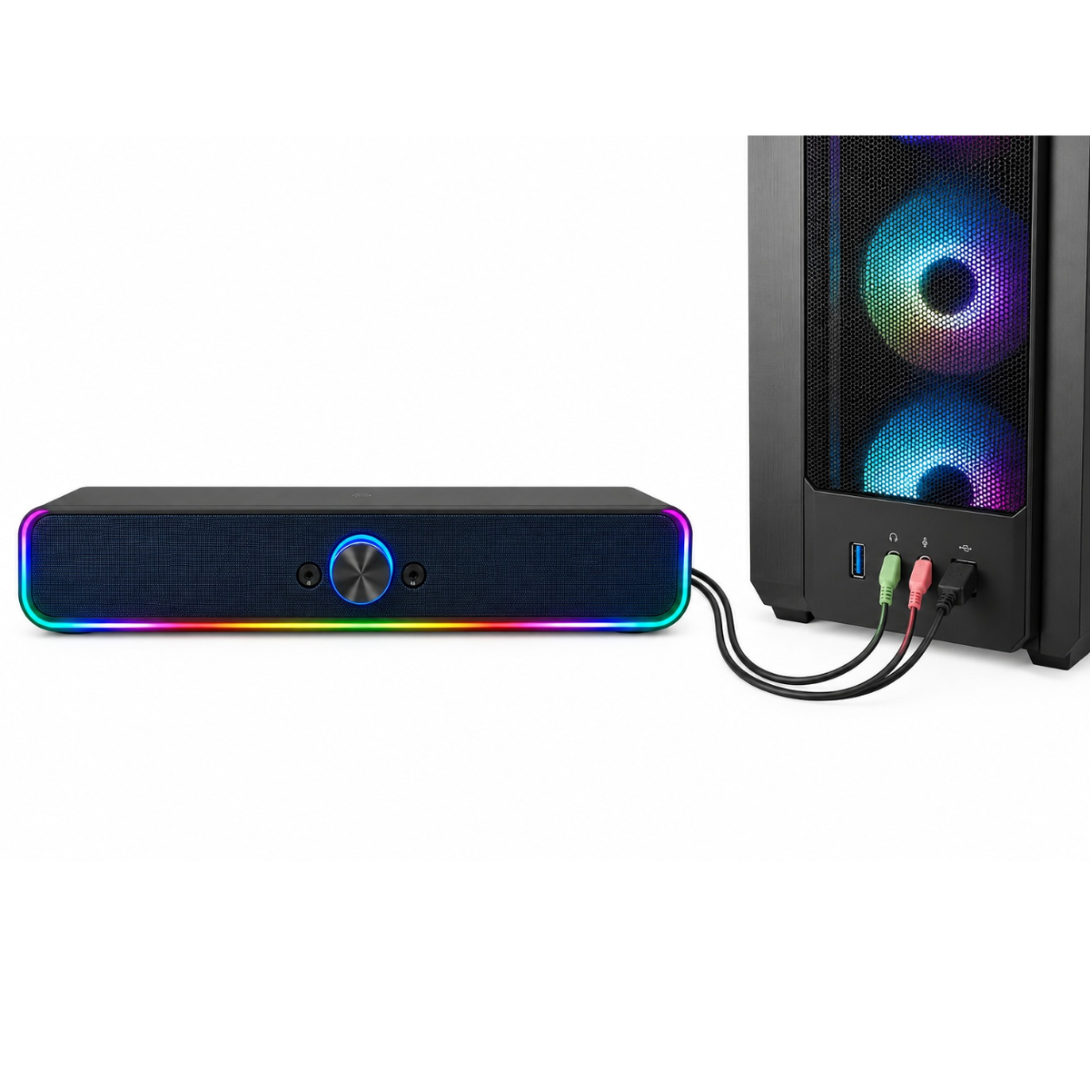 Desktop Multifunction Stereo Speaker USB AUX Wireless with LED Light