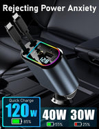 Starlight Retractable Car Charger – 4 in 1 Car Accessory with Dual USB Ports