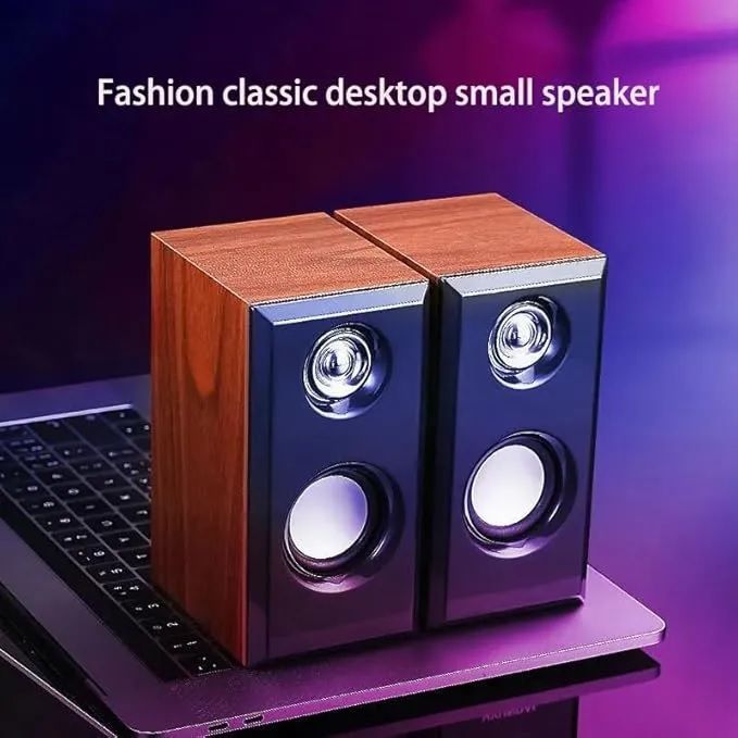 Leerfei E-1014 Wooden Multimedia Speakers for Laptop & PC - USB Powered