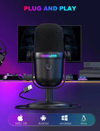 DW ONIKUMA USB Condenser RGB Gaming Microphone – Black (M830)
