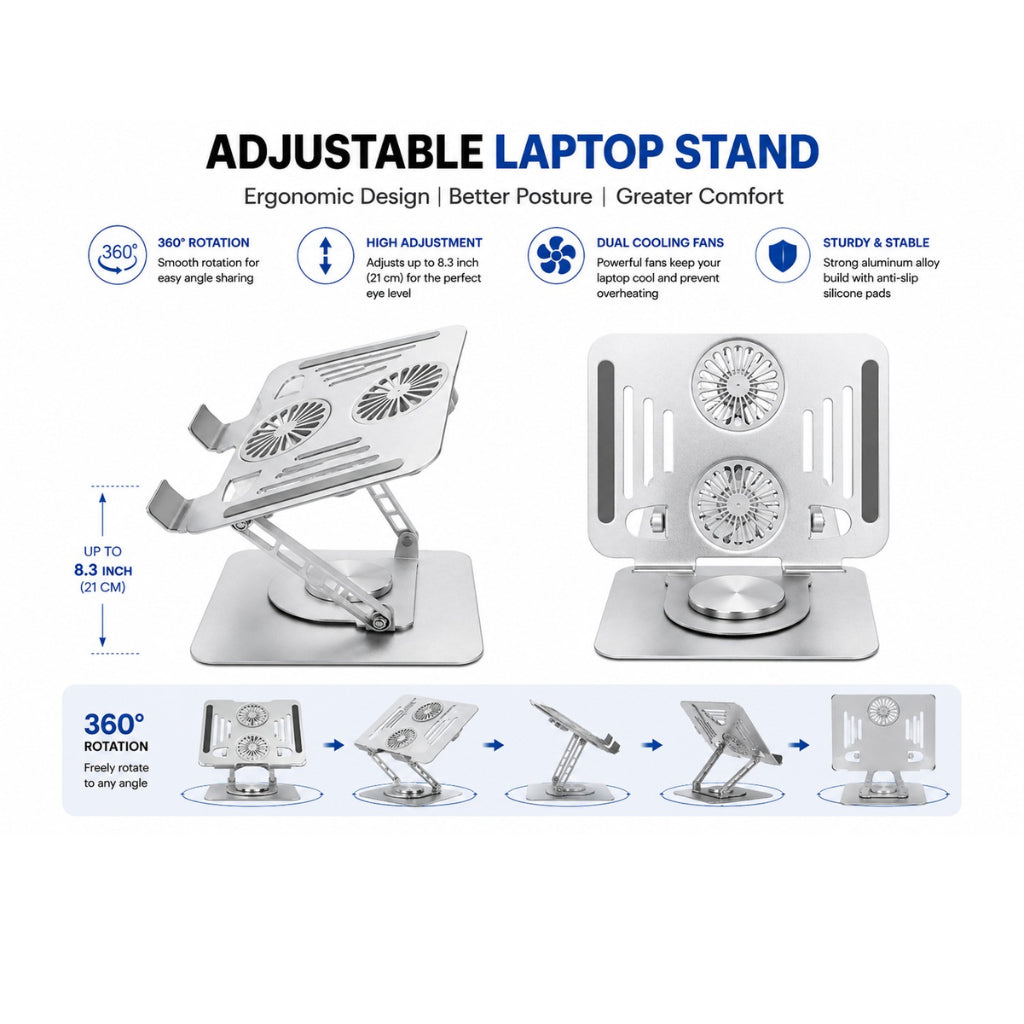 286 Notebook PC Stand – 360° Rotating Ergonomic Laptop Stand