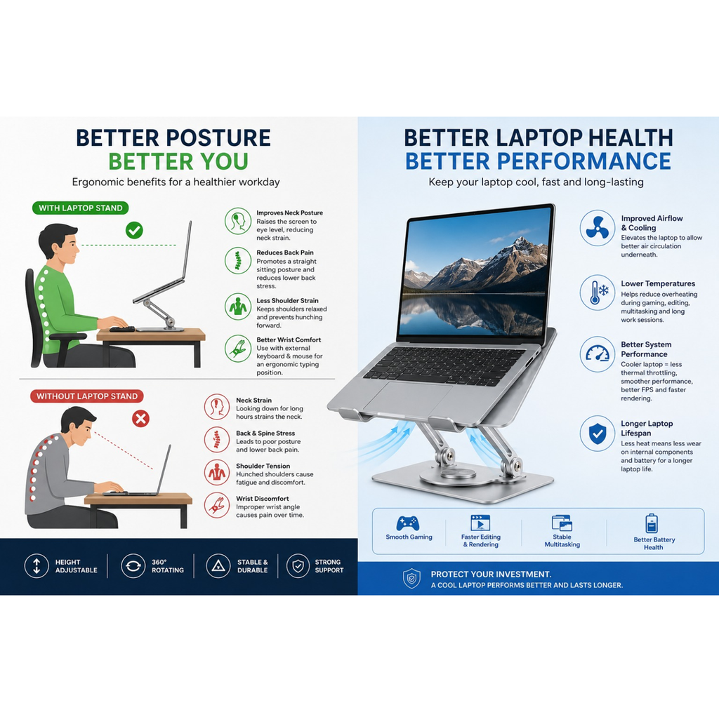 Laptop Stand V4.1 Adjustable Aluminium Stand (Up to 17.3 Inch)