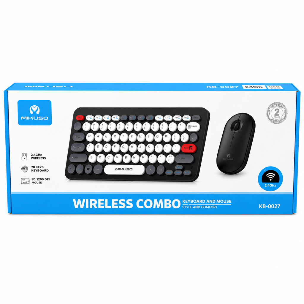 Mikuso KB-C027 Wireless Keyboard and Mouse Combo with 2.4GHz USB Receiver