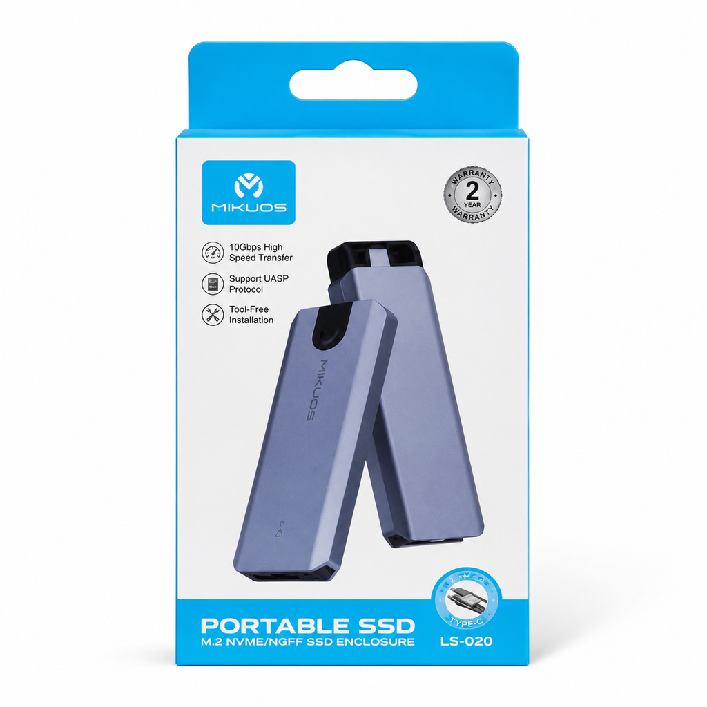 Mikuso ECS-023 Portable M.2 NVMe SSD Enclosure - USB Type-C