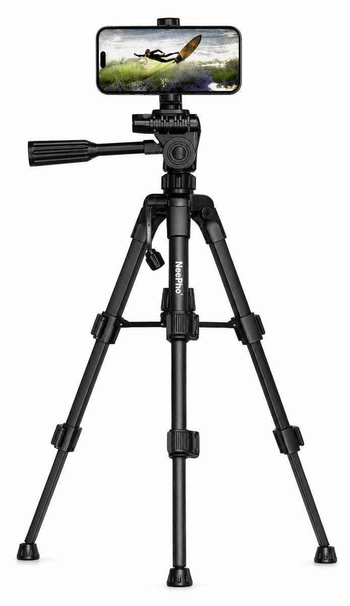 NeePho NP-610 Professional Camera & Phone Tripod Stand with Phone Holder & Carry Bag
