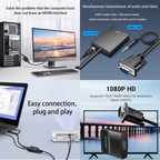 VGA to HDMI Adapter with Audio – Full HD 1080P Plug & Play