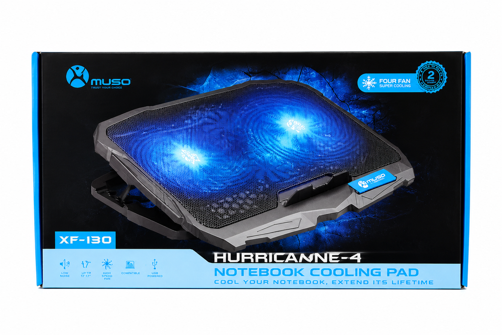 Mikuso Hurricane-4 XF-130 X-Series Notebook Cooling Pad with 4 Fans- 17-Inch