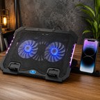 Mikuso NCP-218 Mianw-2 RGB Laptop Cooling Pad with Dual Fans for Up to 17-Inch Laptops