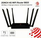 ZONCH B825 4G Advanced LTE WiFi Router 300Mbps with 6 High-Gain Antennas