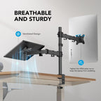 Adjustable Dual Monitor & Laptop Arm Stand – Heavy Duty Aluminum Clamp/Grommet Mount for 13–32" Monitors & 17" Laptops