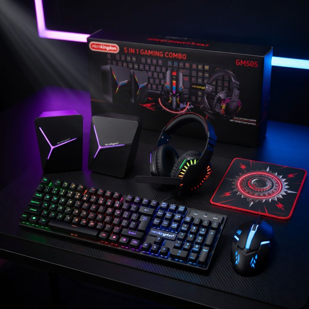 GM505 5-in-1 RGB Gaming Combo - Keyboard, Mouse, Headset, Speakers & Mouse Pad