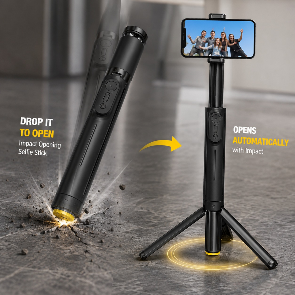 Y08 Impact Open Selfie Stick Tripod with Bluetooth Remote – 164cm Extendable Phone Stand
