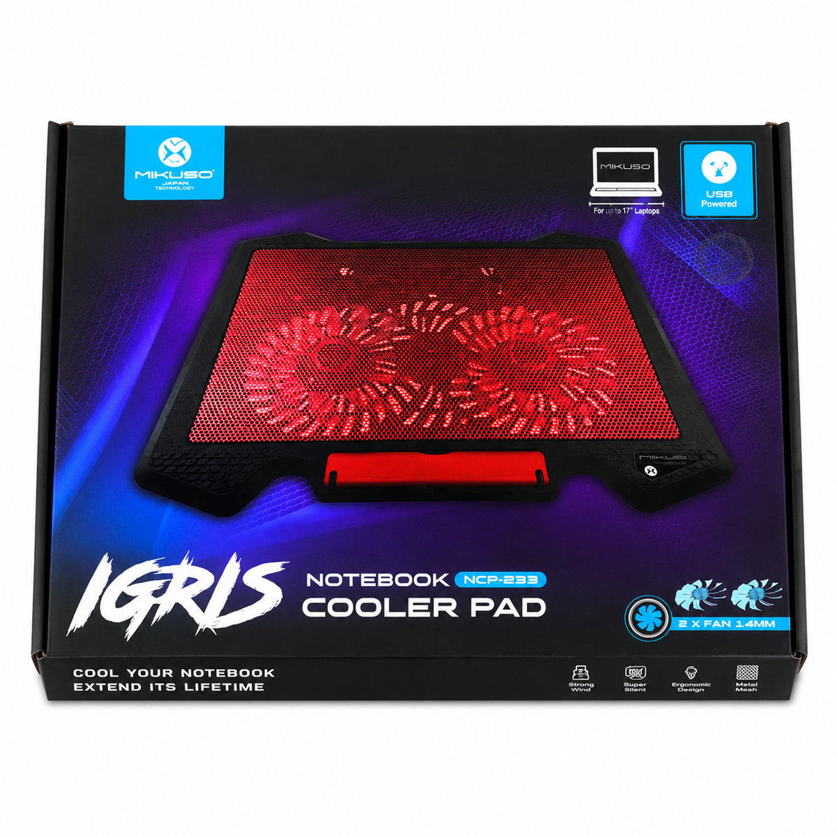 Mikuso NCP-233 IGRIS Dual Fan Laptop Cooling Pad for 12-17 Inch Laptops