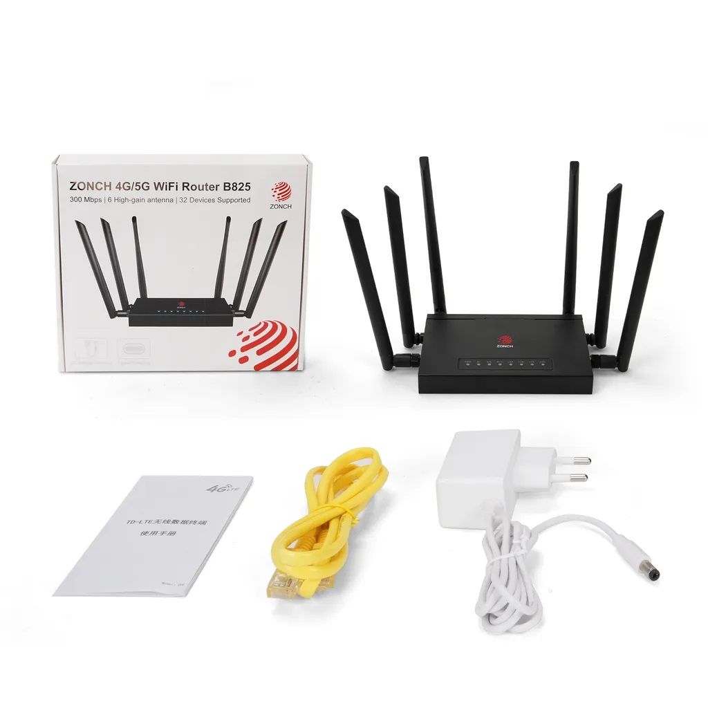 ZONCH B825 4G Advanced LTE WiFi Router 300Mbps with 6 High-Gain Antennas