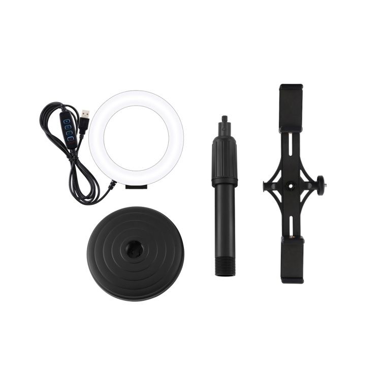 DW Puluz PKT3096 4.7-Inch LED Ring Light with Desktop Stand & Dual Phone Holder