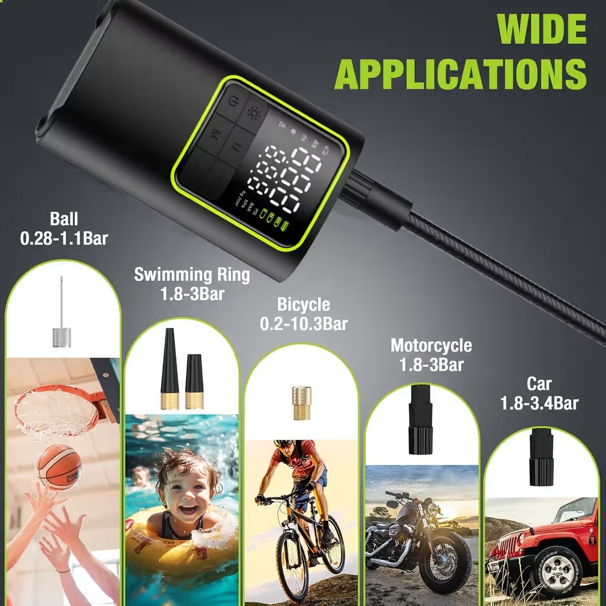 DW Rechargeable Smart Electric Air Pump – Black (T50)